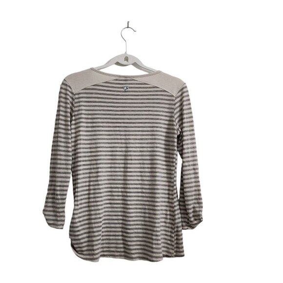 Kuhl Womens Top Small Beige Striped Jive 3/4 Sleeve Tee Dove Outdoor #8385 - Picture 7 of 13